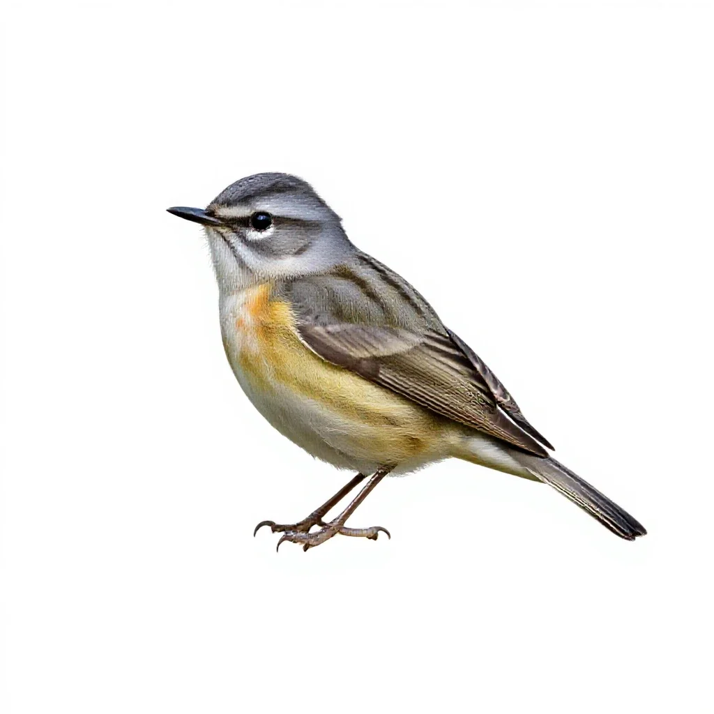 Flycatching warbler isolated on a white background