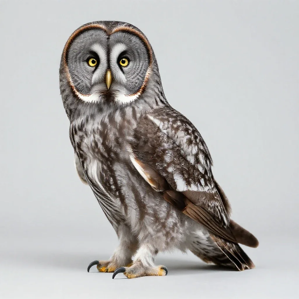 Great grey owl isolated on a white background