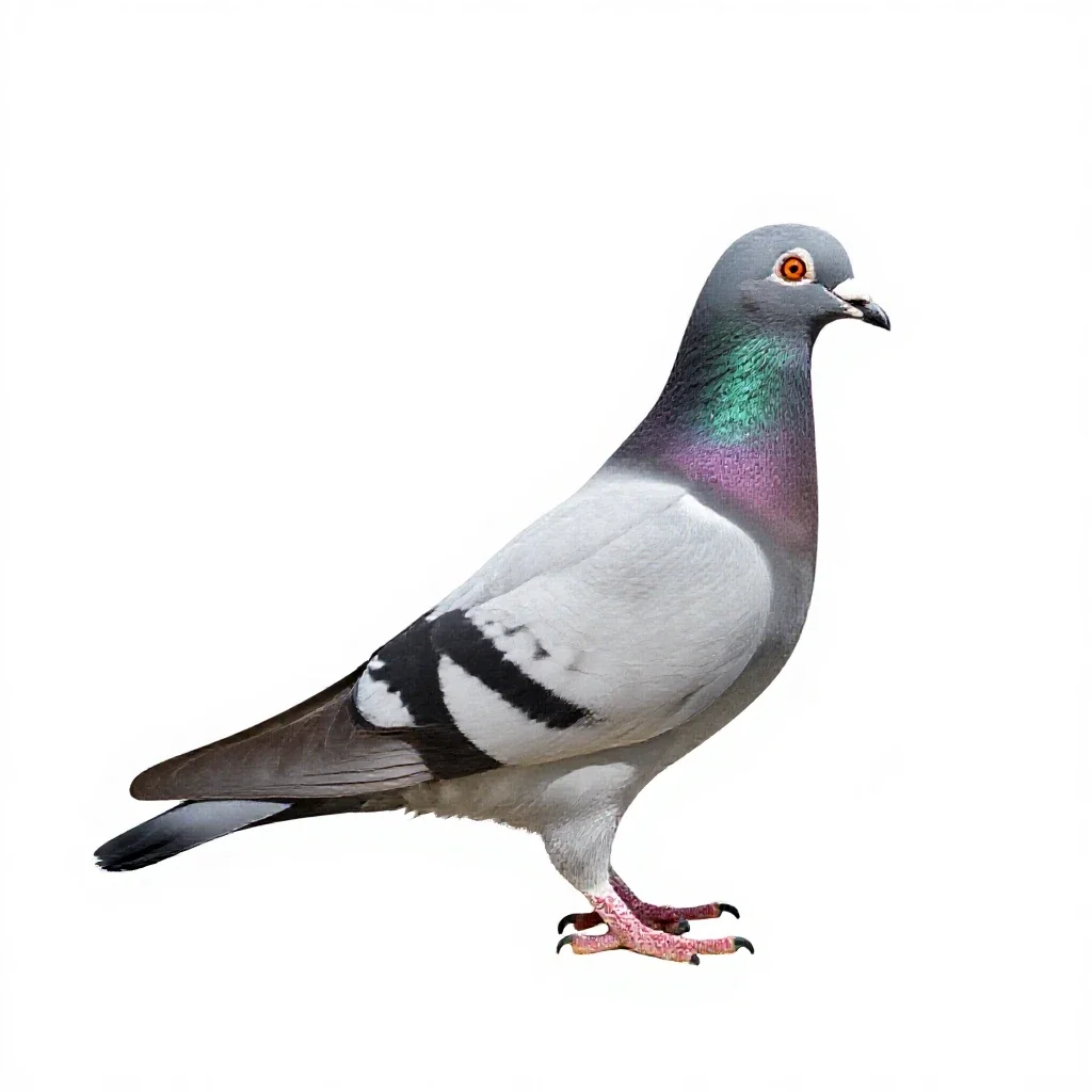 Homing pigeon isolated on a white background