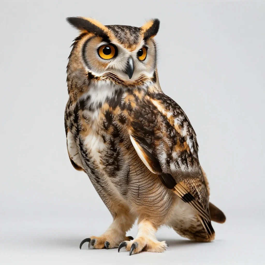 Horned owl isolated on a white background
