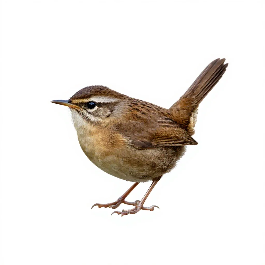 Long-billed marsh wren isolated on a white background