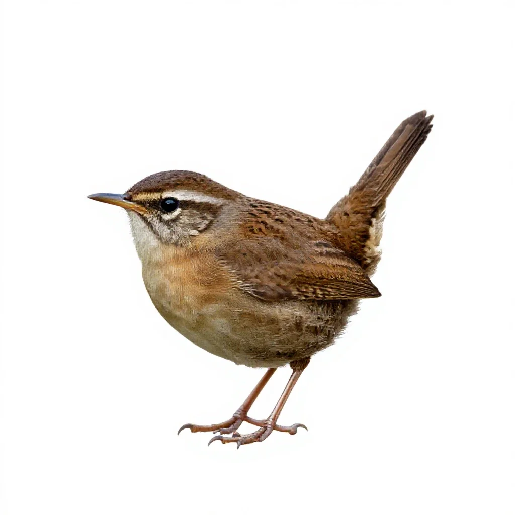 Marsh wren isolated on a white background