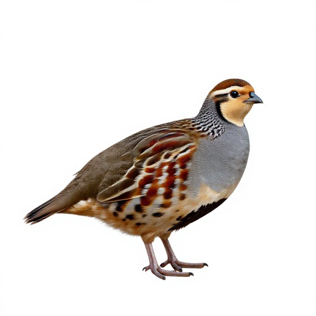 Migratory quail isolated on a white background
