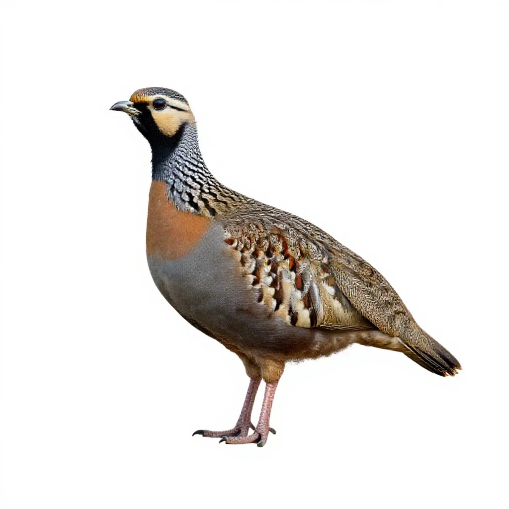 Painted sandgrouse isolated on a white background