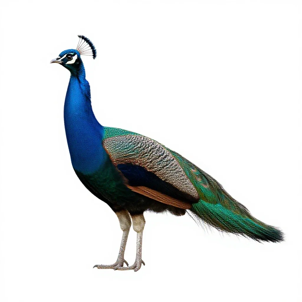 Peahen isolated on a white background