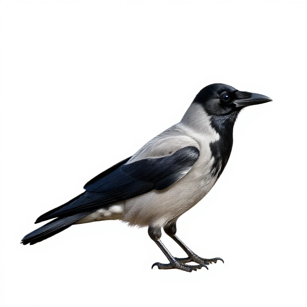 Piping crow isolated on a white background
