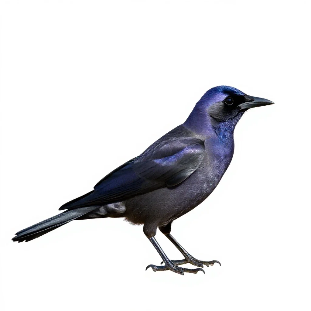 Purple grackle isolated on a white background