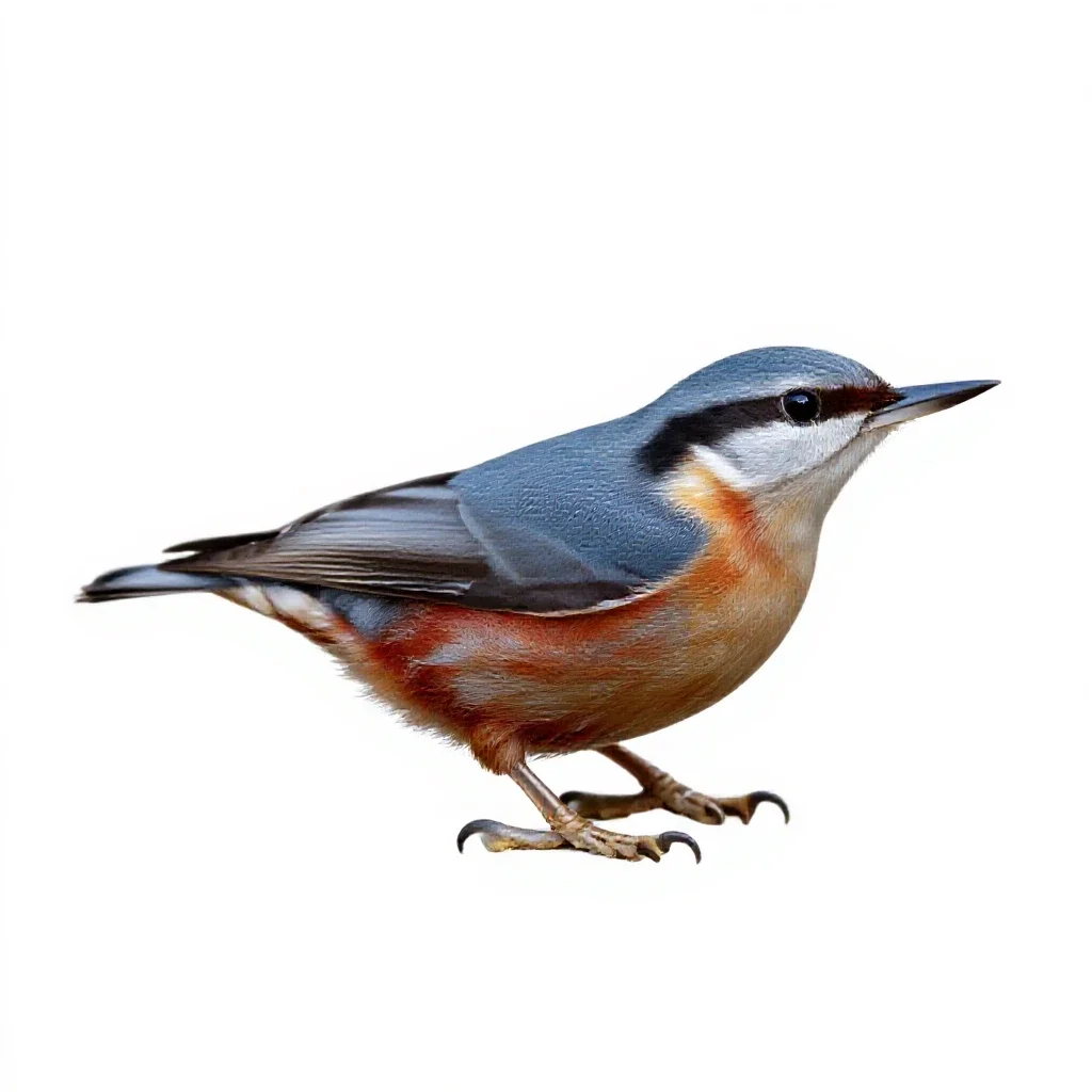 Red-breasted nuthatch isolated on a white background