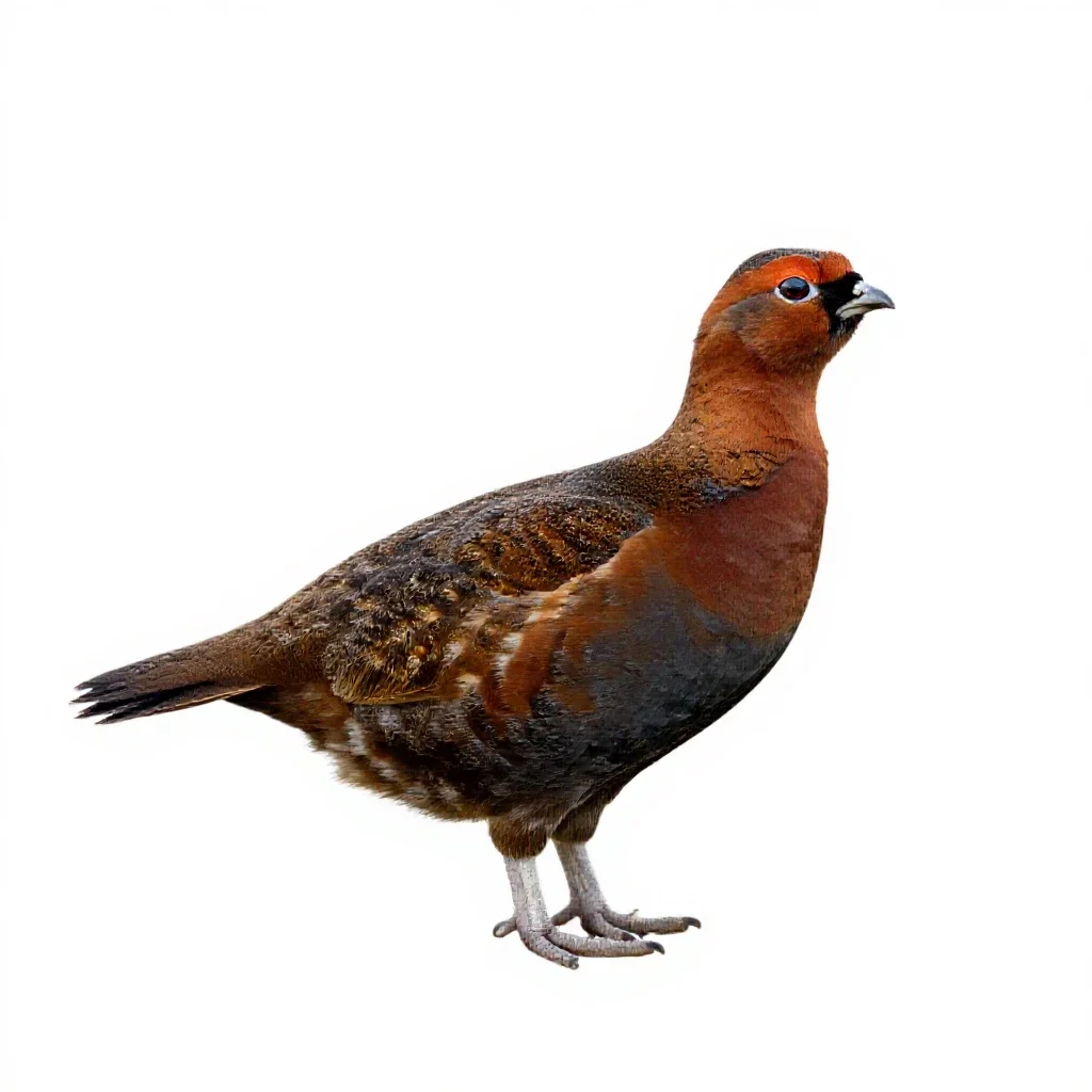 Red grouse isolated on a white background