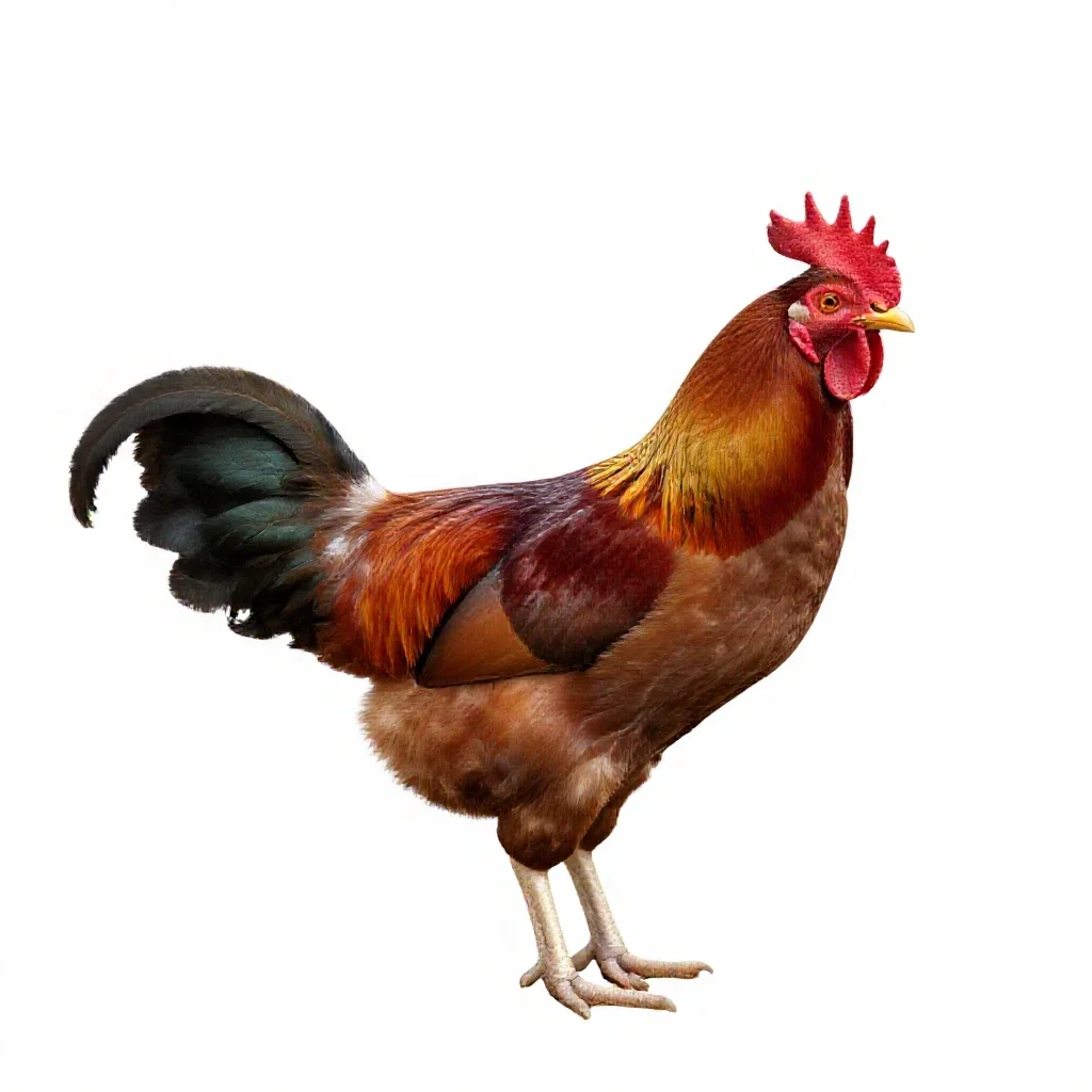Red jungle fowl isolated on a white background