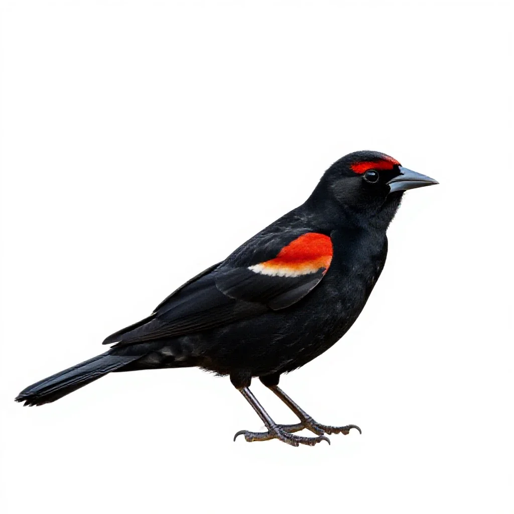 Red-winged blackbird isolated on a white background