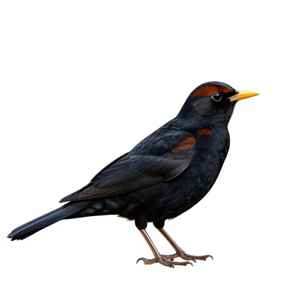 Rusty blackbird isolated on a white background