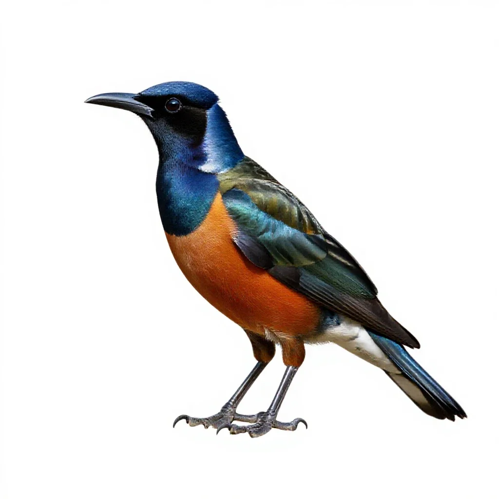 Satin bowerbird isolated on a white background