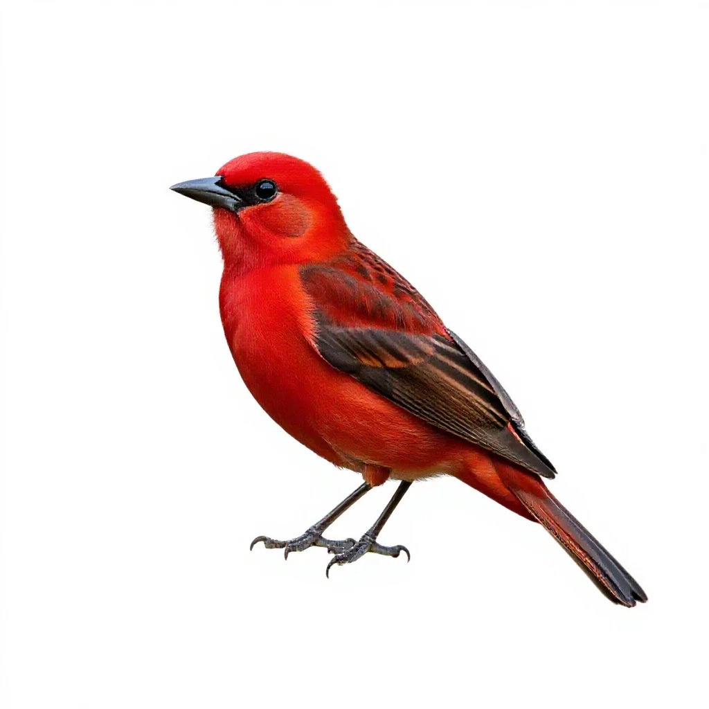 Scarlet tanager isolated on a white background
