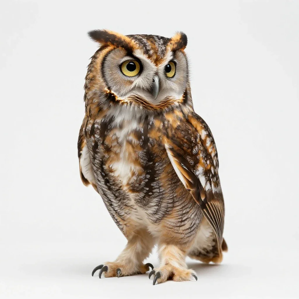 Screech owl isolated on a white background