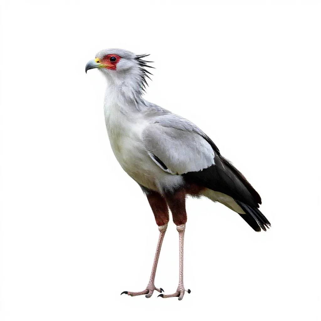 Secretary bird isolated on a white background