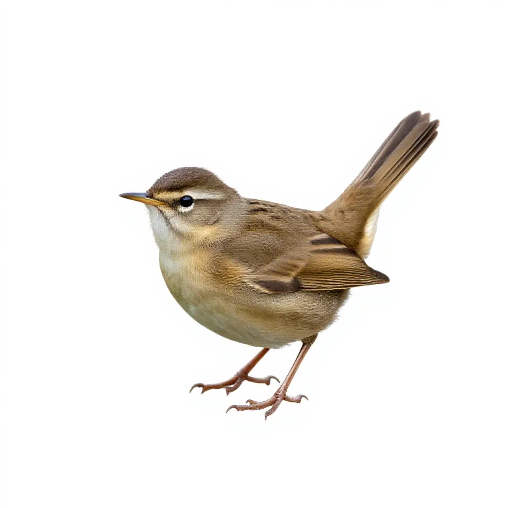 Sedge warbler isolated on a white background