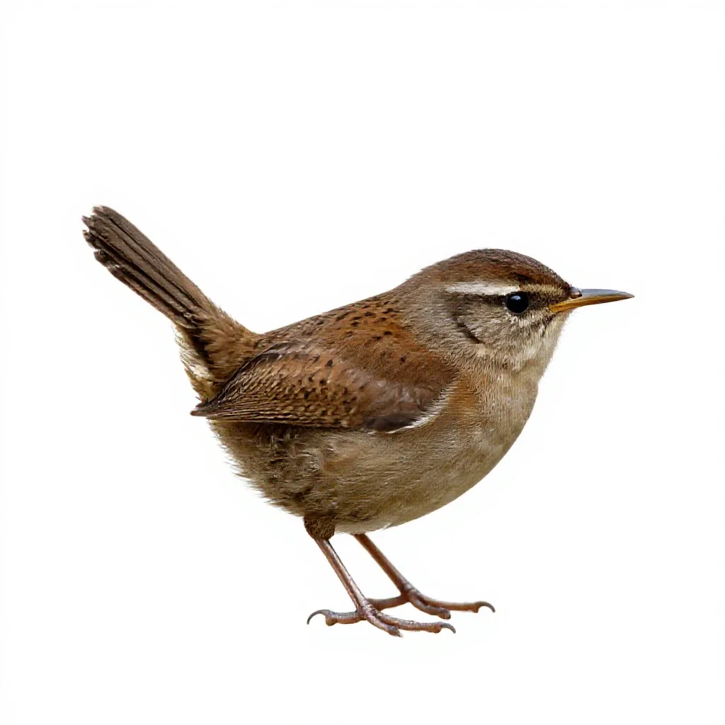 Sedge wren isolated on a white background