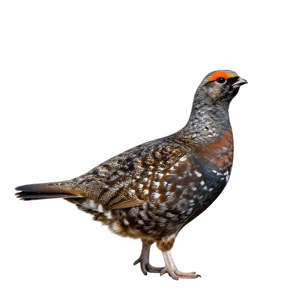 Sharp-tailed grouse isolated on a white background