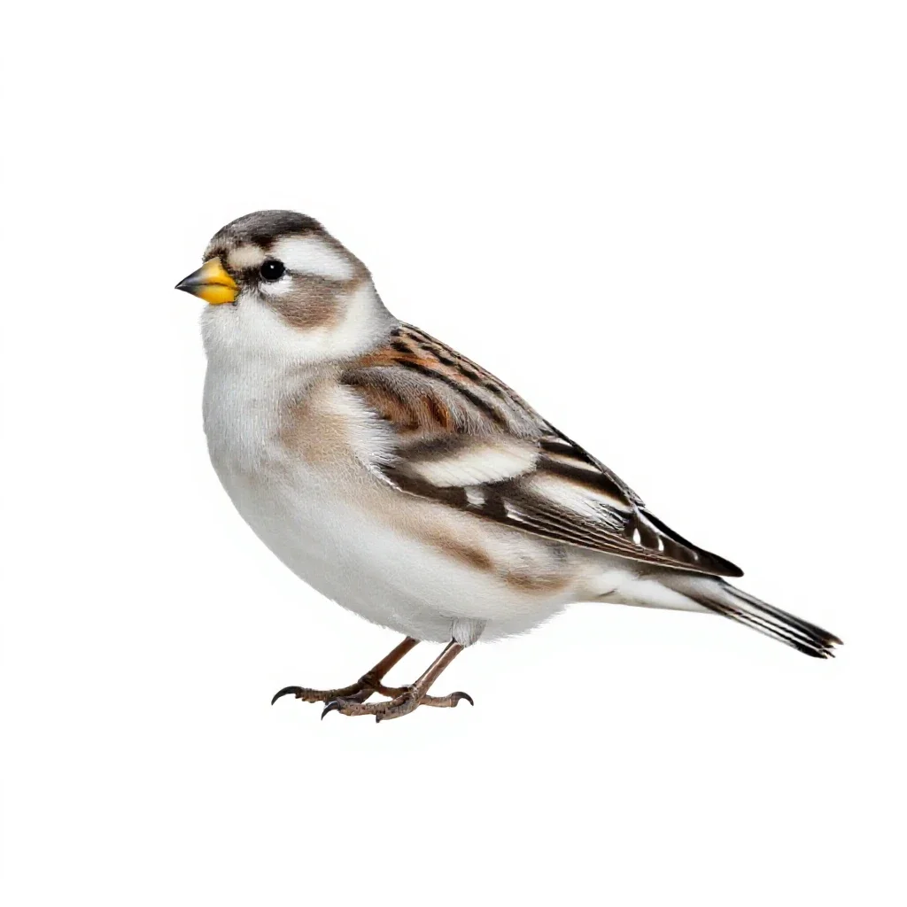 Snow bunting isolated on a white background