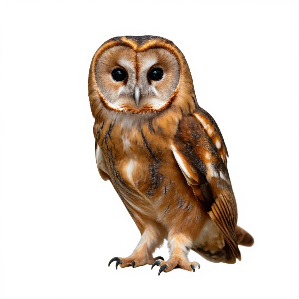 Tawny owl isolated on a white background