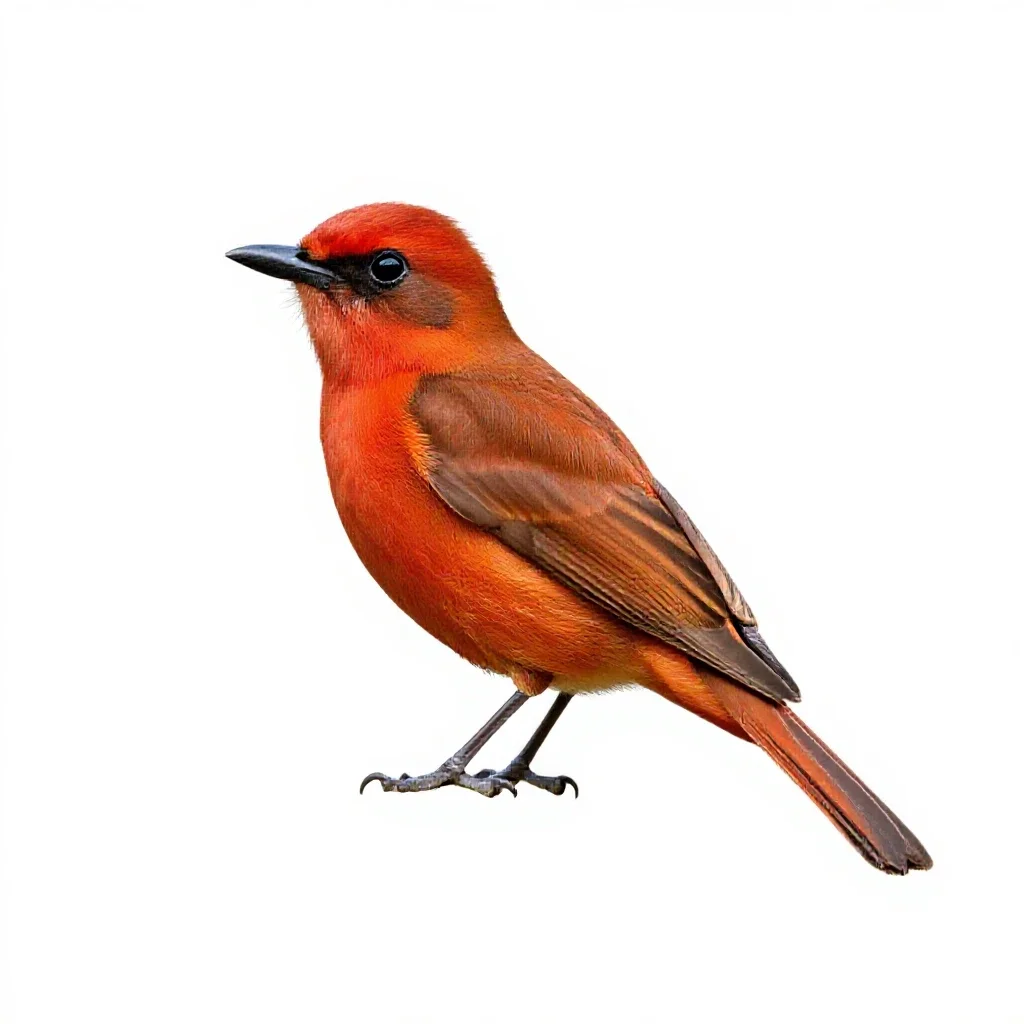 Vermillion flycatcher isolated on a white background