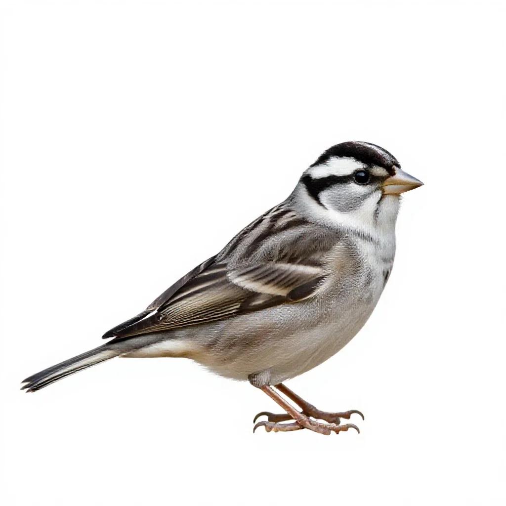 White-crowned sparrow isolated on a white background