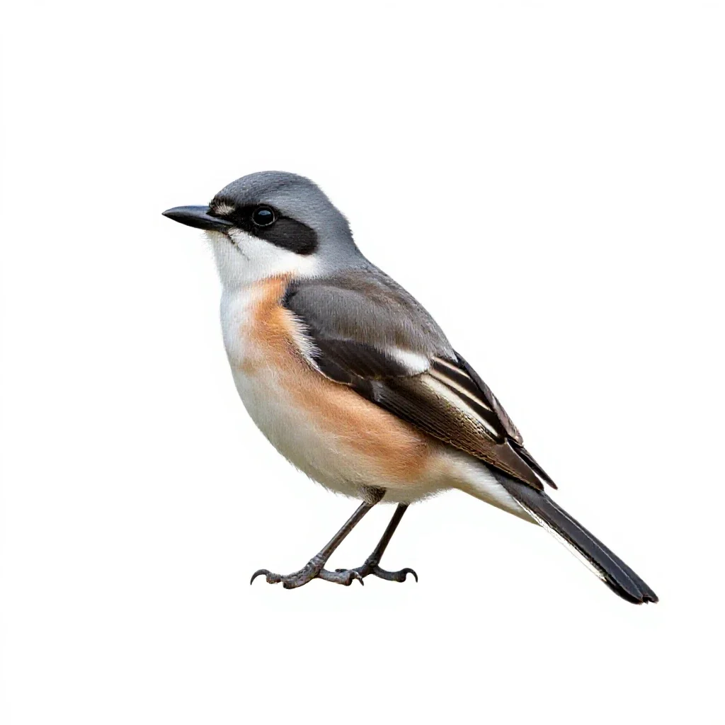 White-rumped shrike isolated on a white background
