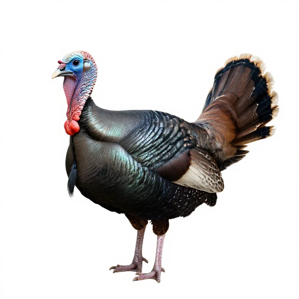 Ocellated turkey isolated on a white background