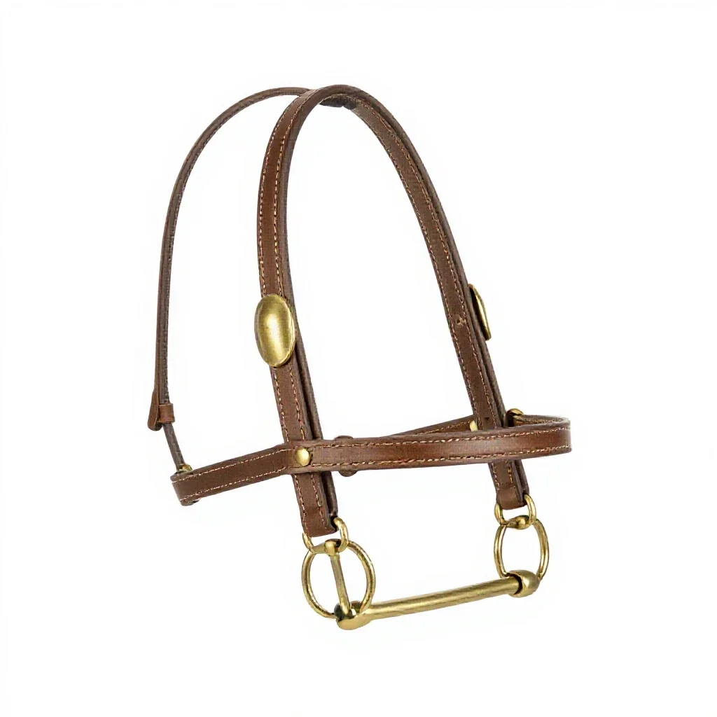 Bridle with brass fittings isolated on a white background