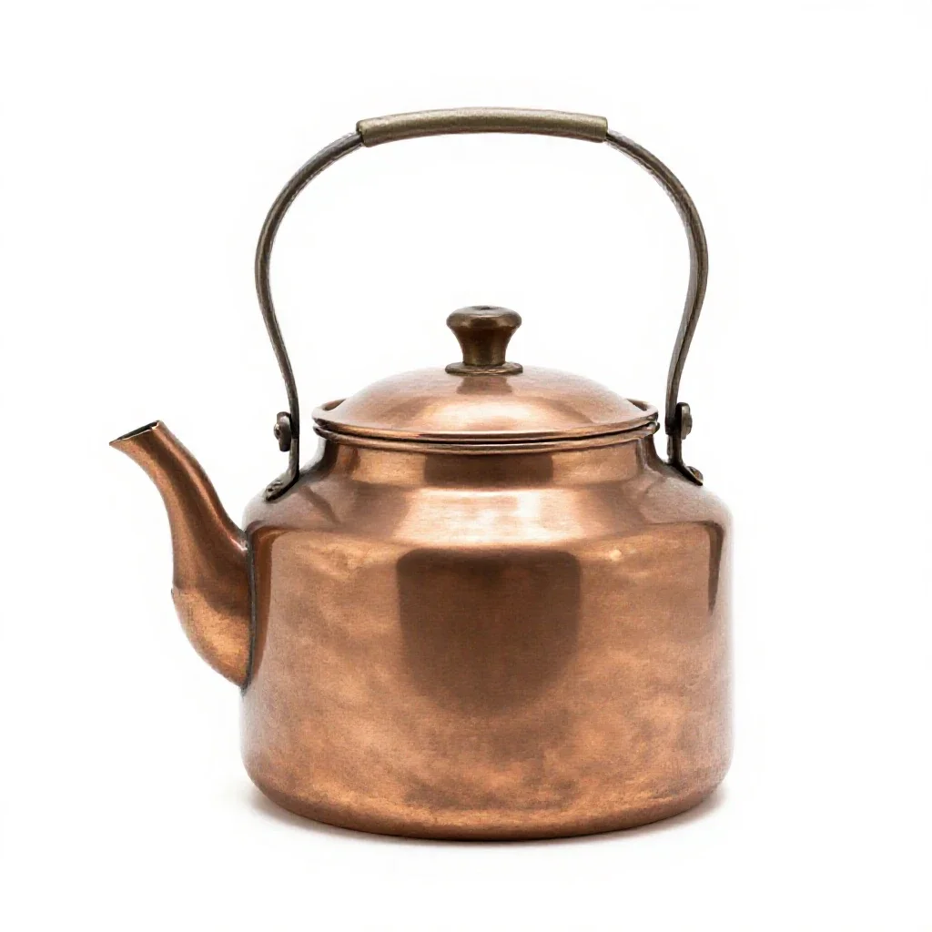 Copper kettle with patina isolated on a white background