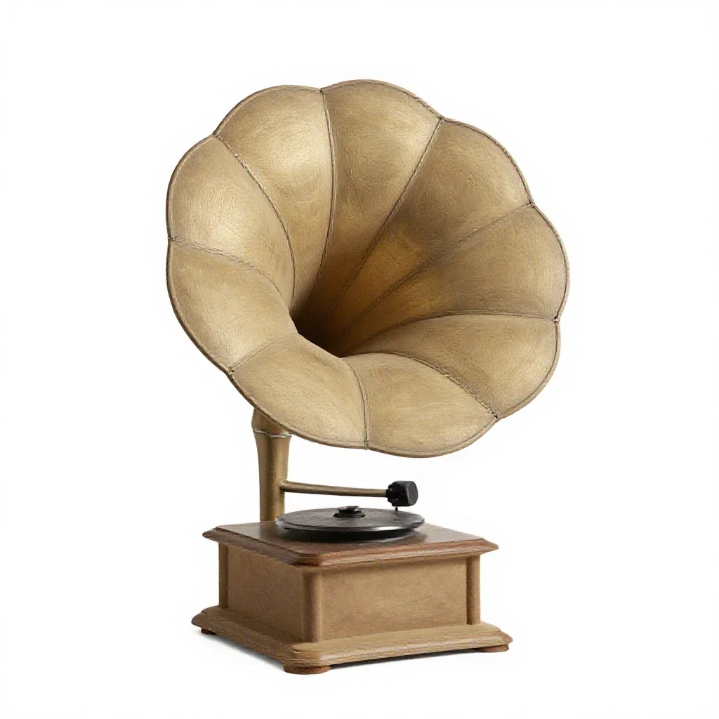 Phonograph with a horn isolated on a white background
