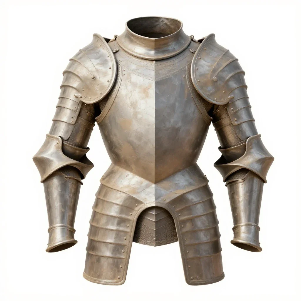 Suit of ceremonial armour isolated on a white background