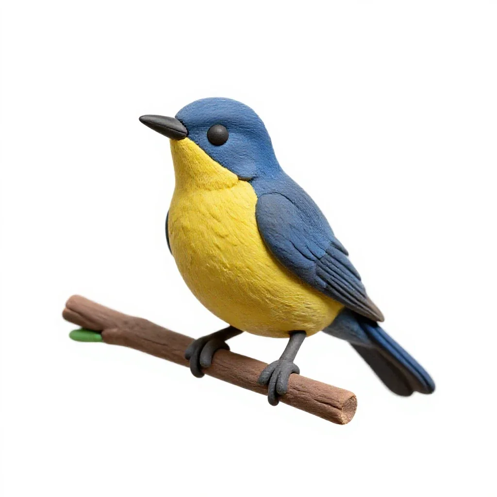 Bellbird on a branch isolated on a white background