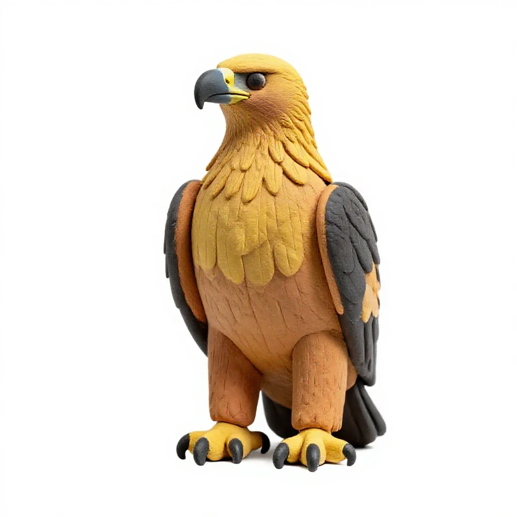 Golden eagle perched isolated on a white background