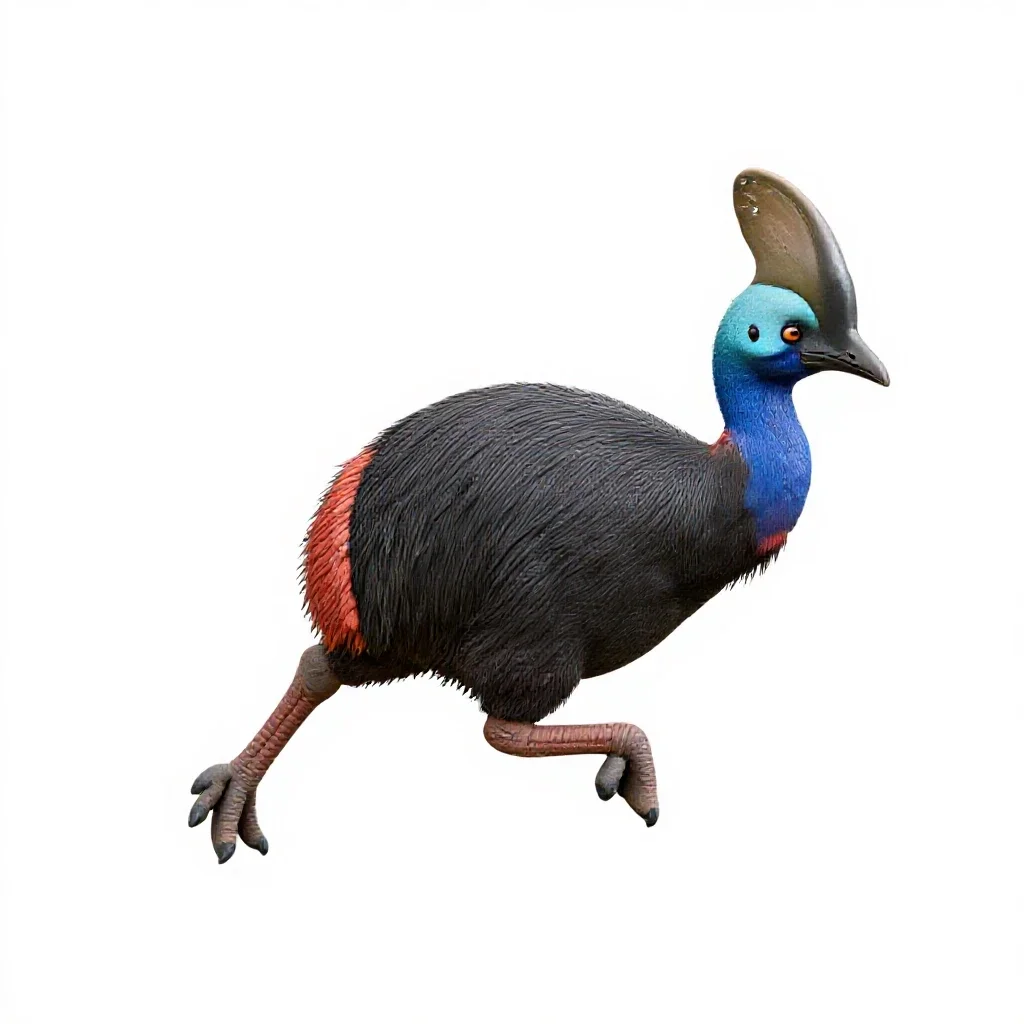 Pukeko mid-stride isolated on a white background