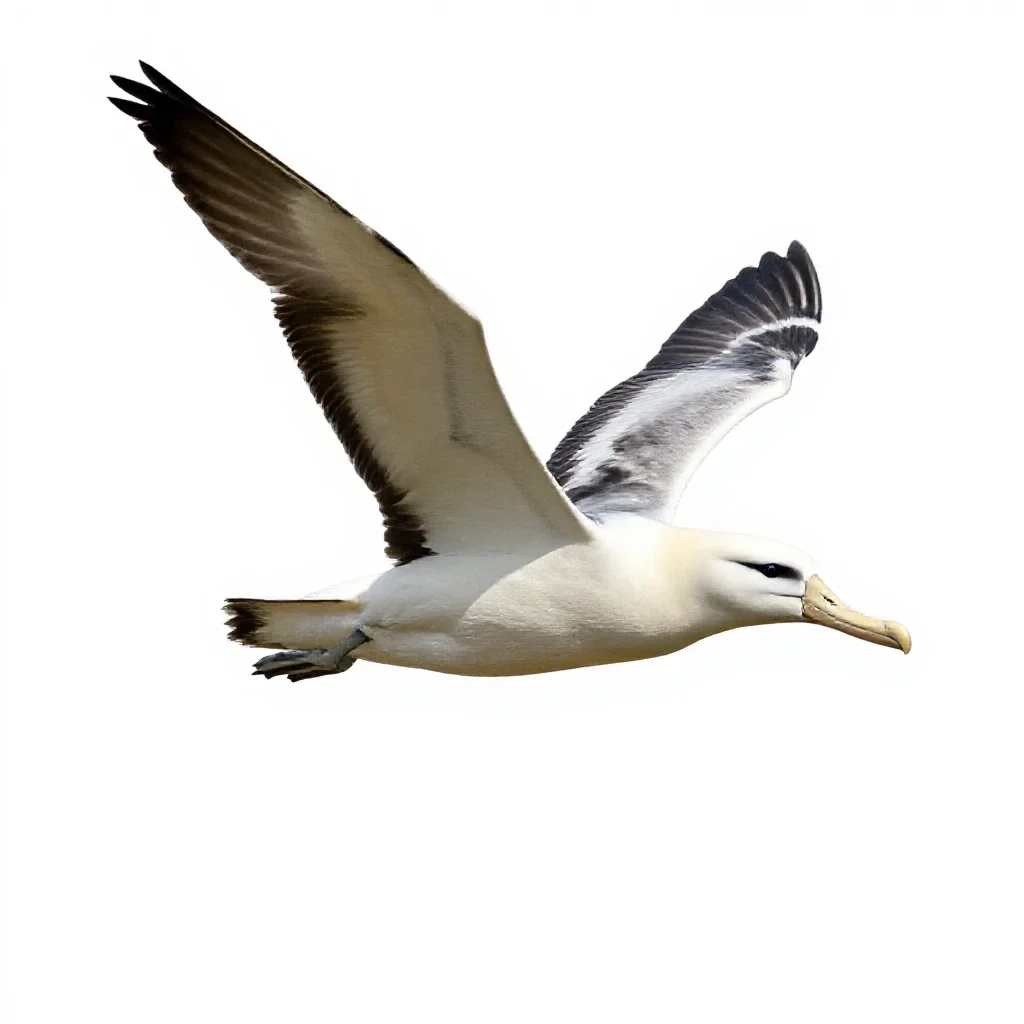 Royal albatross gliding isolated on a white background