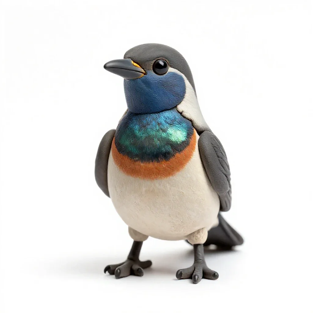 Tui with an iridescent throat isolated on a white background