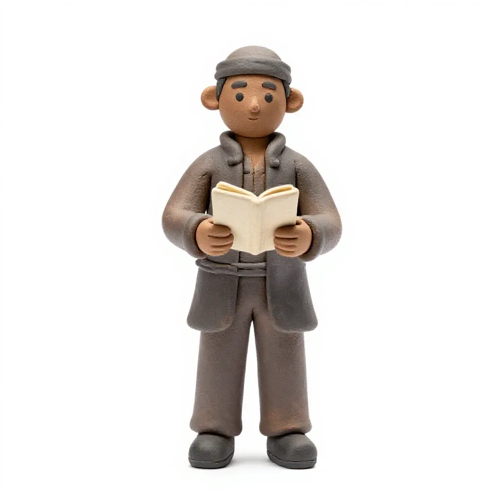 River merchant with a ledger isolated on a white background