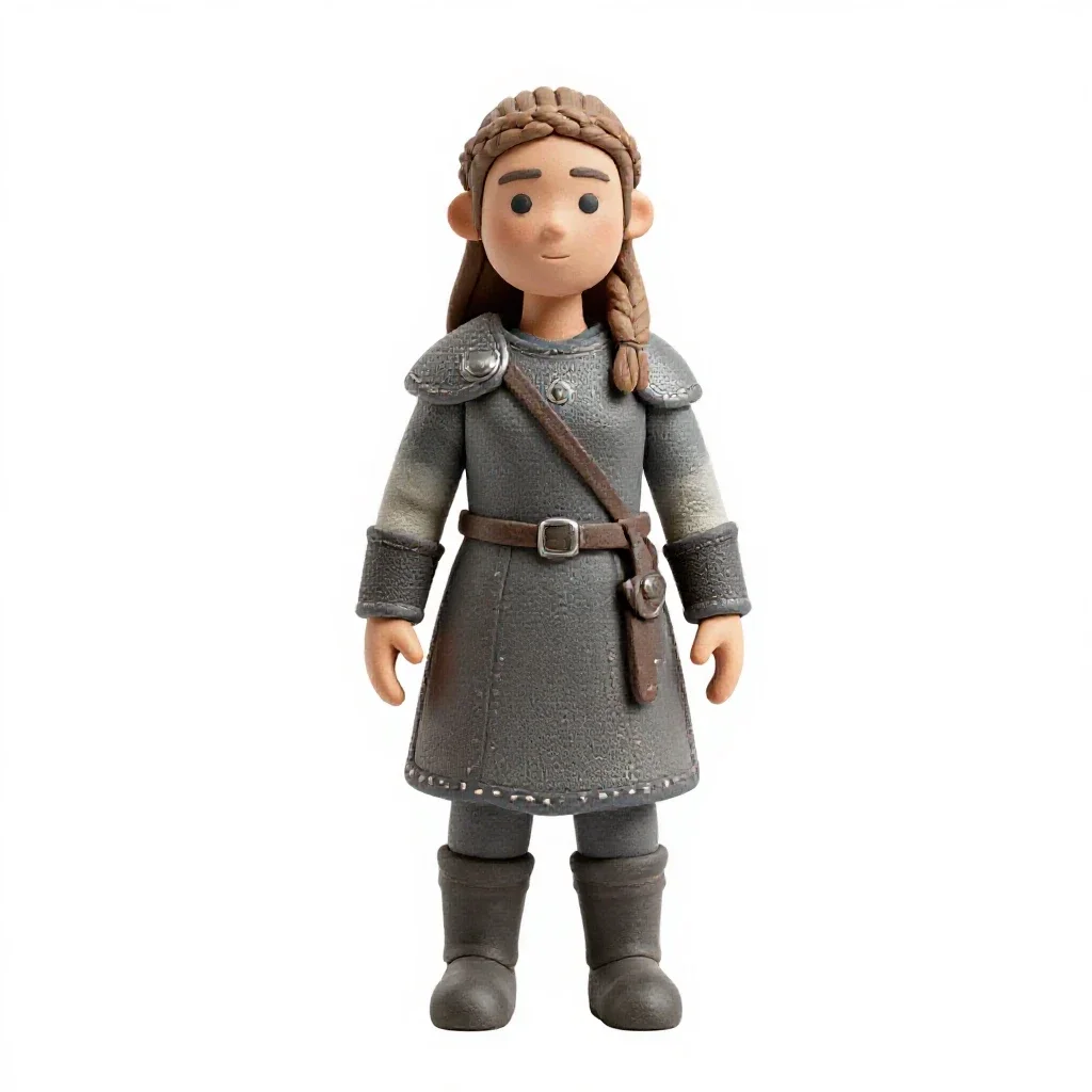 Shieldmaiden with a braided crown isolated on a white background