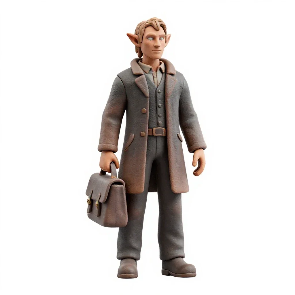 Tiefling scholar with a satchel isolated on a white background