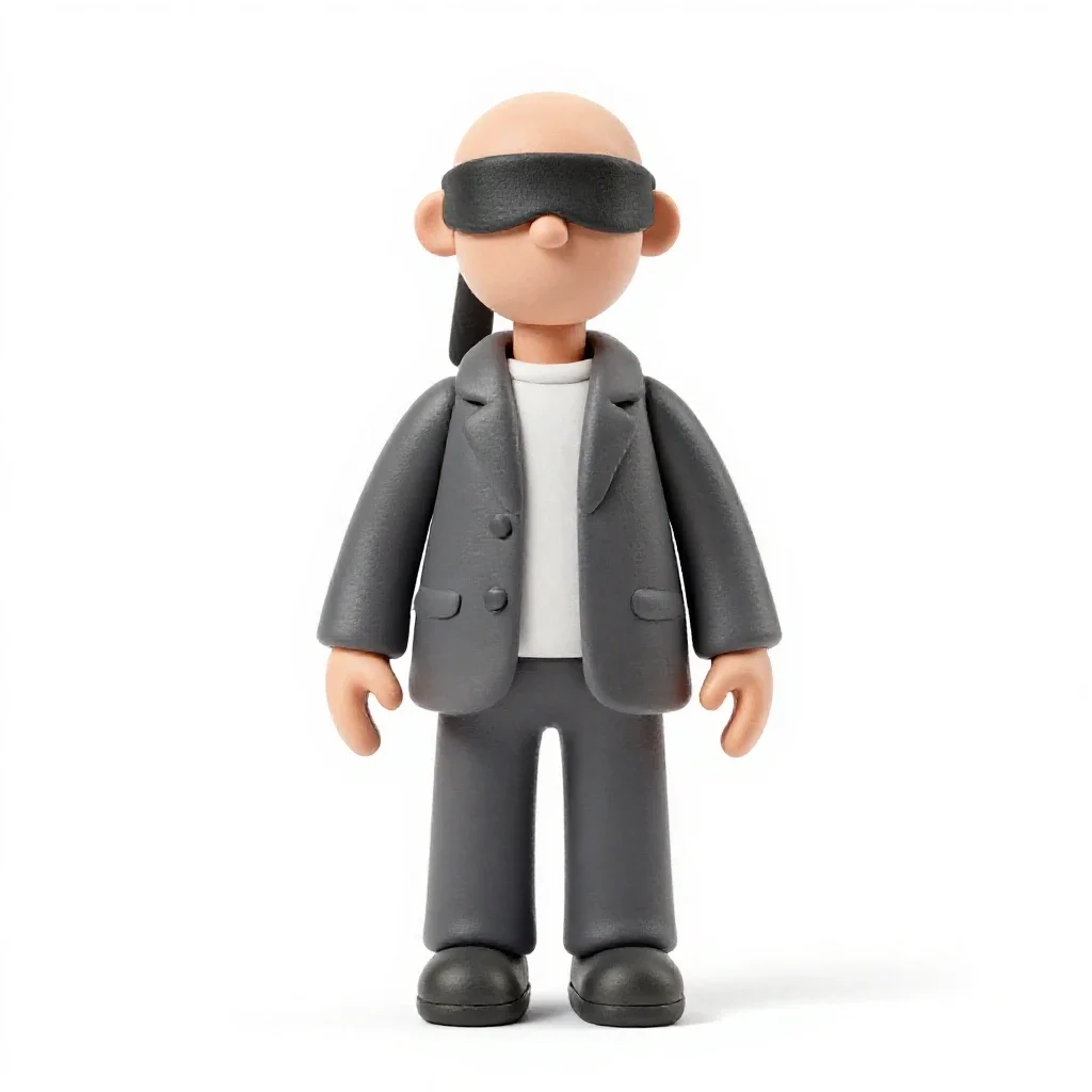 Oracle with blindfolded eyes isolated on a white background
