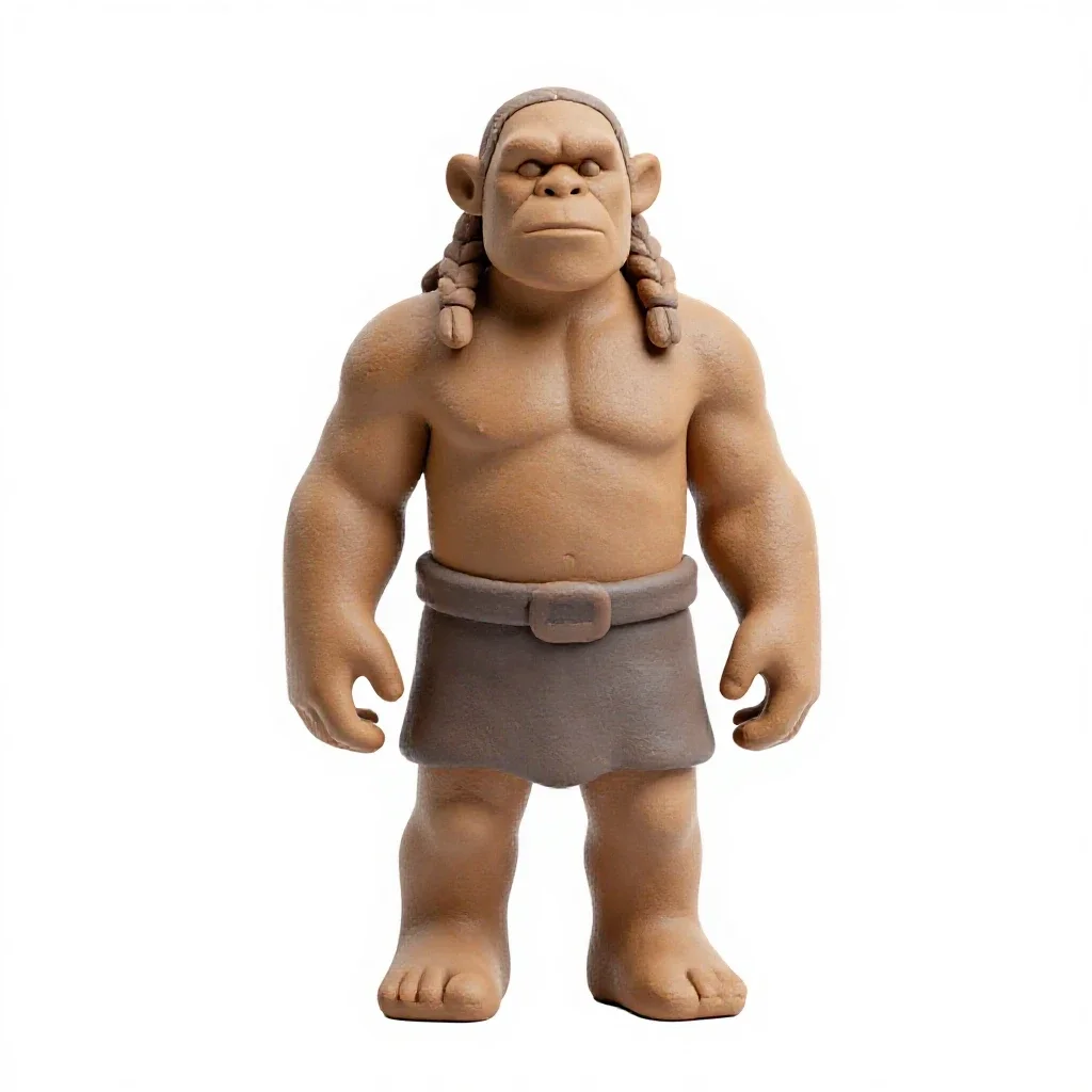 Orc chieftain with braided hair isolated on a white background