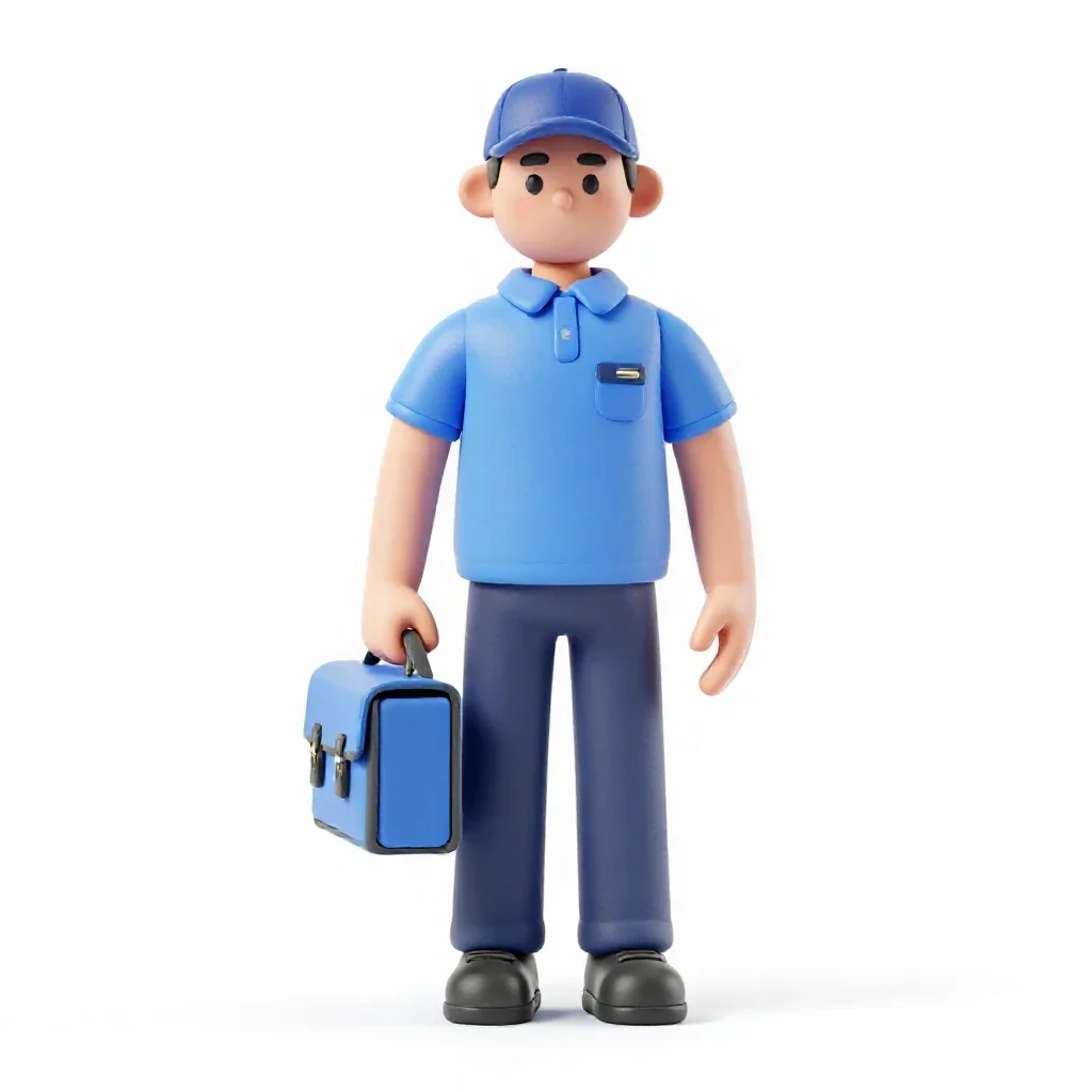 Postal courier with a satchel isolated on a white background