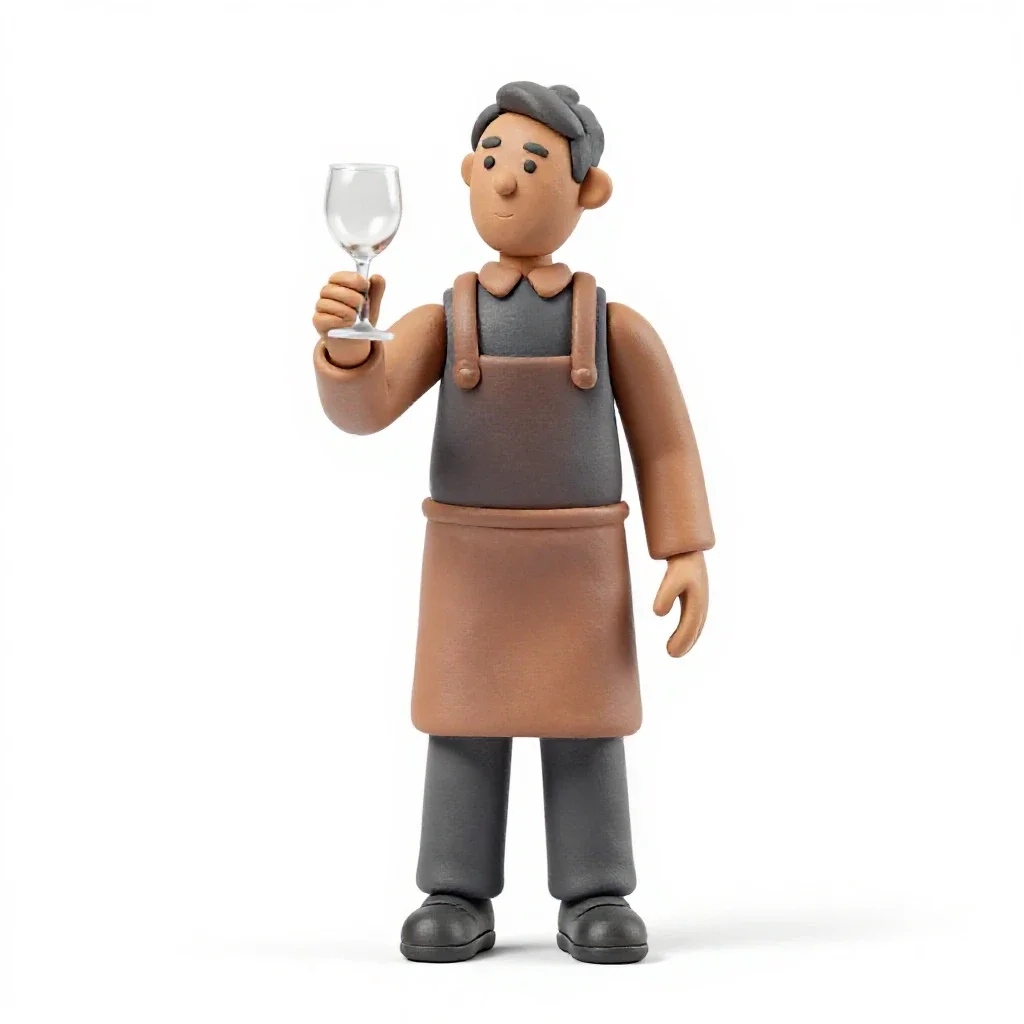 Sommelier examining a glass isolated on a white background