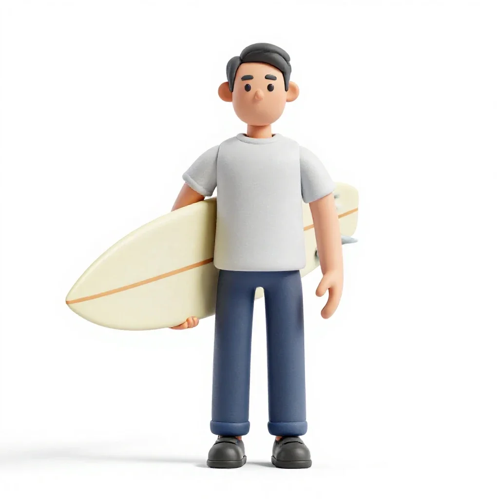 Surfer carrying a board isolated on a white background