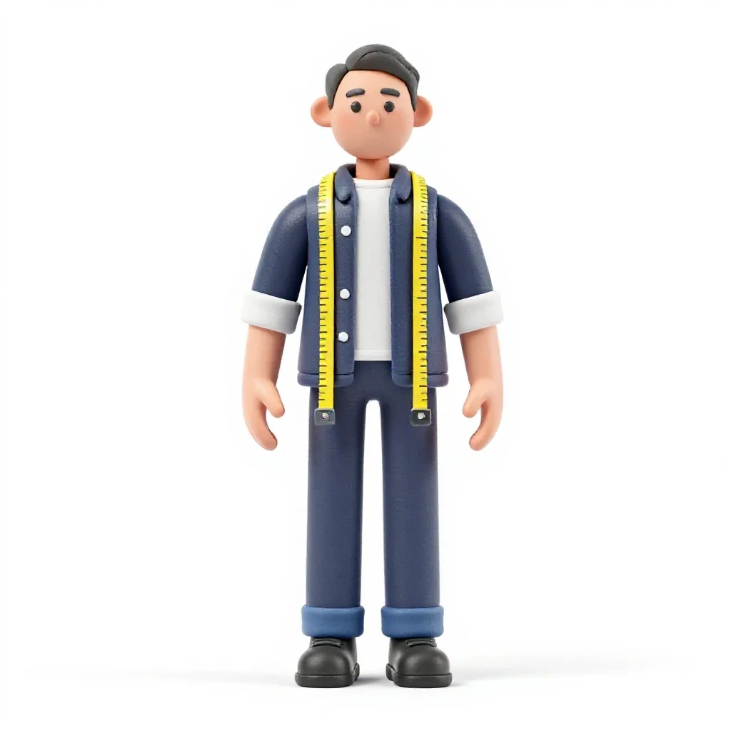 Tailor with a tape measure isolated on a white background