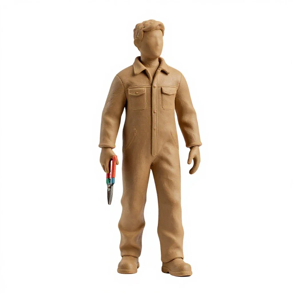 Vineyard worker with secateurs isolated on a white background