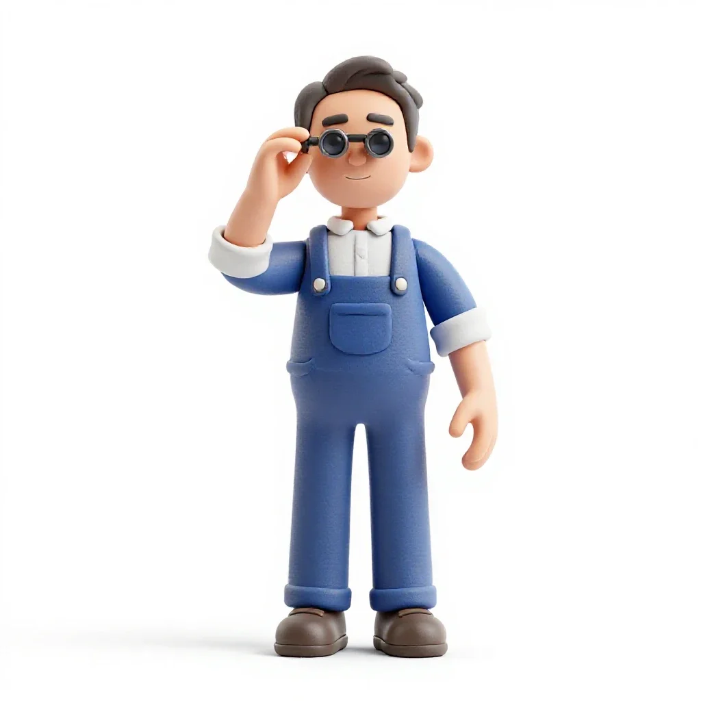 Watchmaker with a loupe isolated on a white background