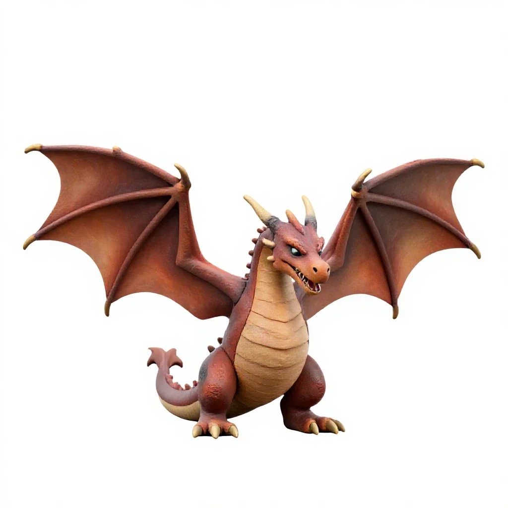 Dragon with folded wings isolated on a white background